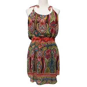 Desigual Womens Size 40 (M) Edith Paisley Chiffon Spaghetti Strap Mini Dress